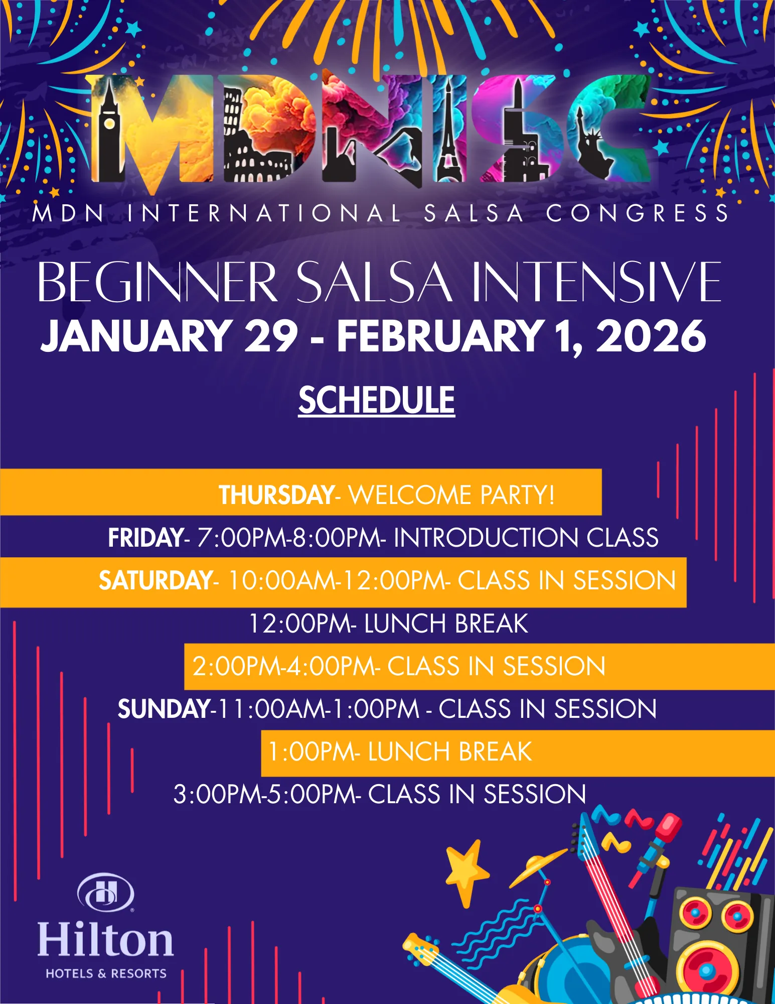MDN International Salsa Congress - Beginner Salsa Intensive Schedule